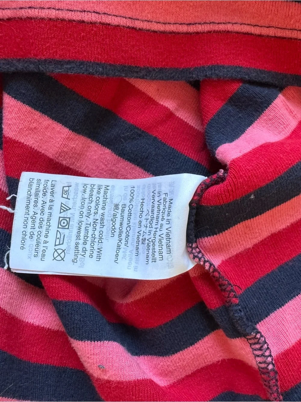 J. Crew 100% Cotton Long Sleeve Striped Tee in Pink Red and Navy